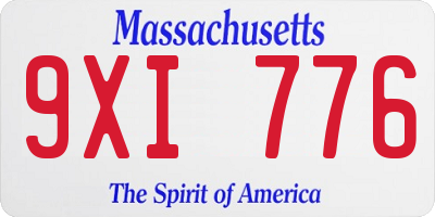 MA license plate 9XI776