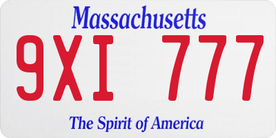 MA license plate 9XI777