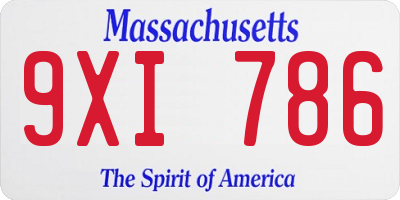 MA license plate 9XI786