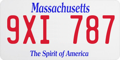 MA license plate 9XI787
