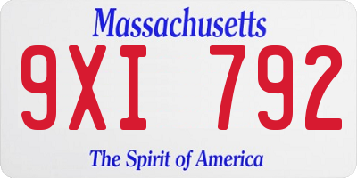 MA license plate 9XI792