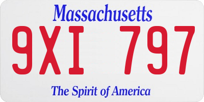 MA license plate 9XI797