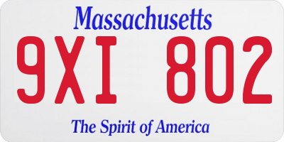 MA license plate 9XI802