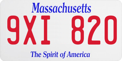 MA license plate 9XI820