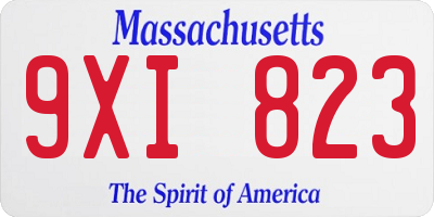 MA license plate 9XI823