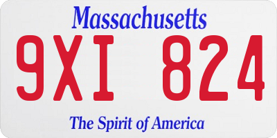 MA license plate 9XI824