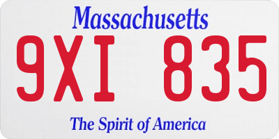 MA license plate 9XI835
