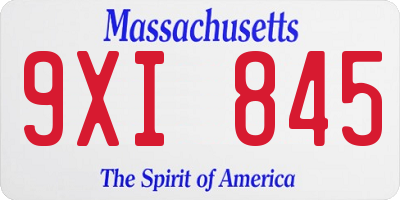 MA license plate 9XI845