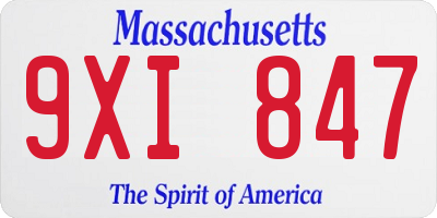 MA license plate 9XI847