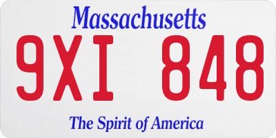 MA license plate 9XI848