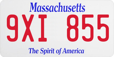 MA license plate 9XI855