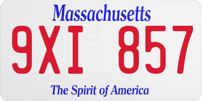 MA license plate 9XI857