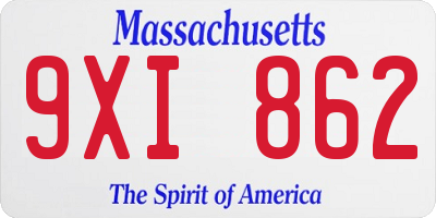 MA license plate 9XI862