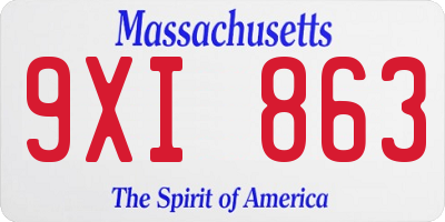 MA license plate 9XI863