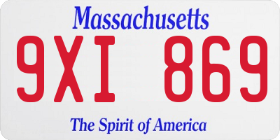 MA license plate 9XI869