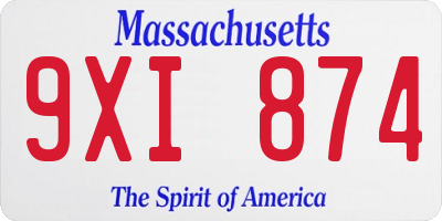 MA license plate 9XI874