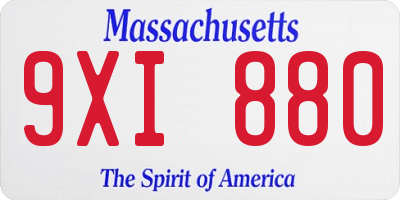 MA license plate 9XI880