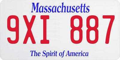 MA license plate 9XI887