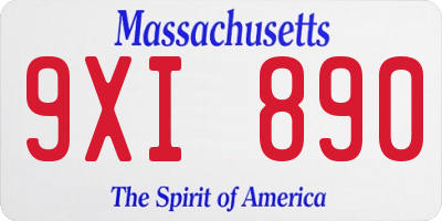MA license plate 9XI890