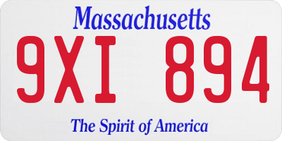 MA license plate 9XI894