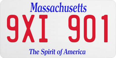 MA license plate 9XI901