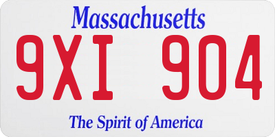 MA license plate 9XI904