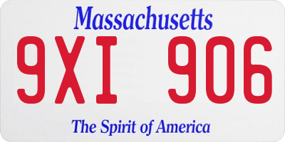 MA license plate 9XI906