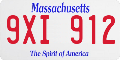 MA license plate 9XI912