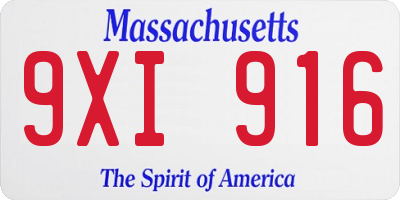 MA license plate 9XI916