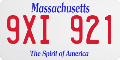 MA license plate 9XI921