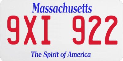 MA license plate 9XI922