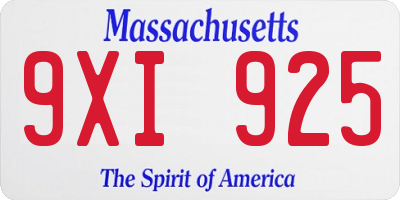 MA license plate 9XI925