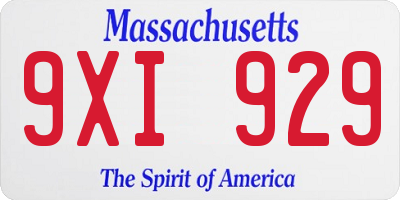 MA license plate 9XI929