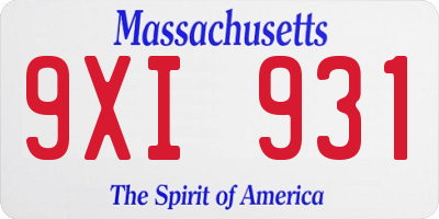 MA license plate 9XI931