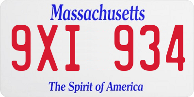MA license plate 9XI934