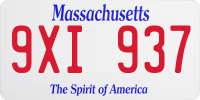MA license plate 9XI937