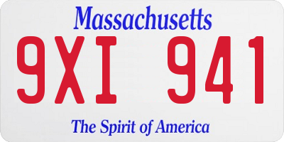 MA license plate 9XI941