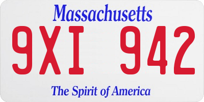 MA license plate 9XI942
