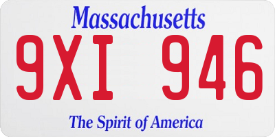 MA license plate 9XI946
