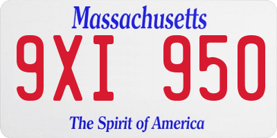 MA license plate 9XI950