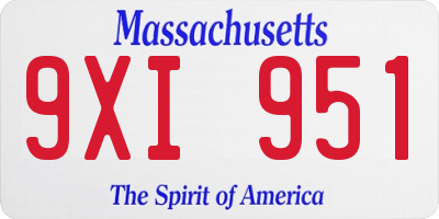 MA license plate 9XI951