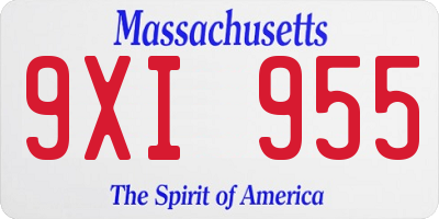 MA license plate 9XI955