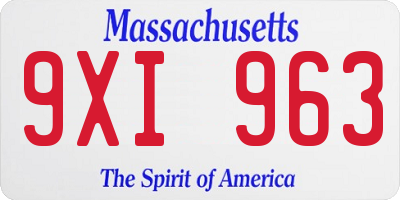 MA license plate 9XI963