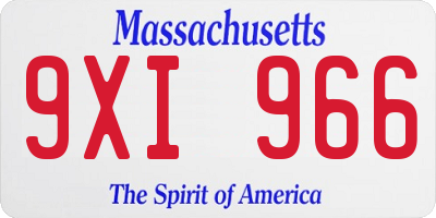 MA license plate 9XI966