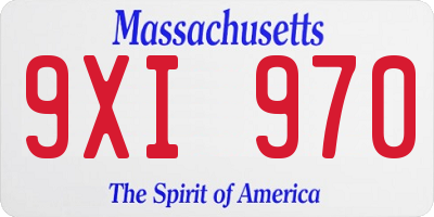 MA license plate 9XI970