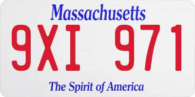 MA license plate 9XI971