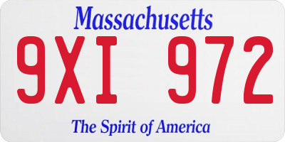MA license plate 9XI972