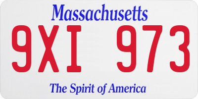 MA license plate 9XI973