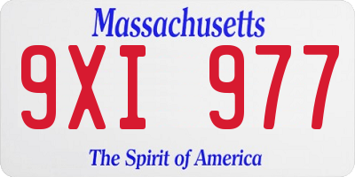 MA license plate 9XI977