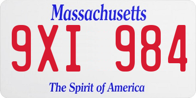 MA license plate 9XI984